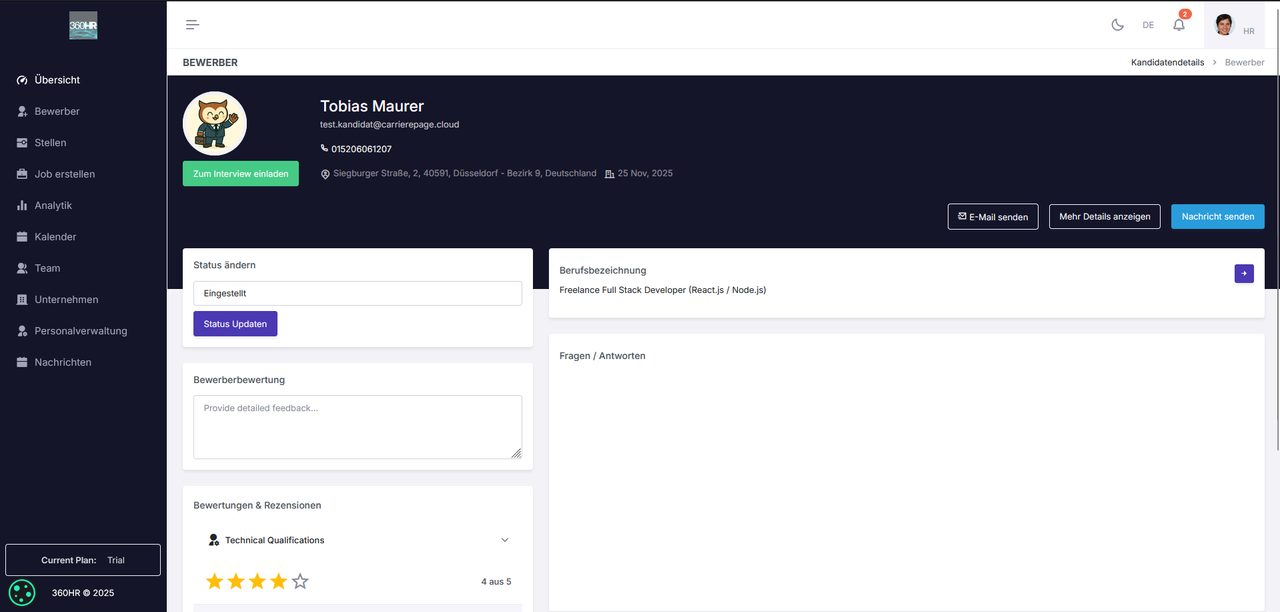 Bewerberprofil – 360HR Plattform