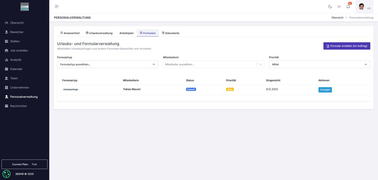 Personalverwaltung – 360HR Plattform
