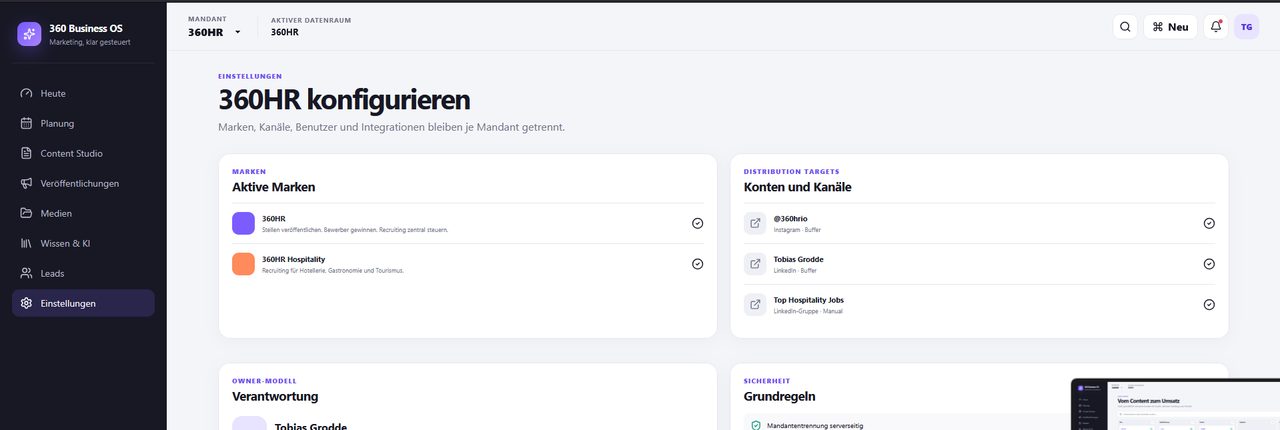 Einstellungen – 360 Business OS