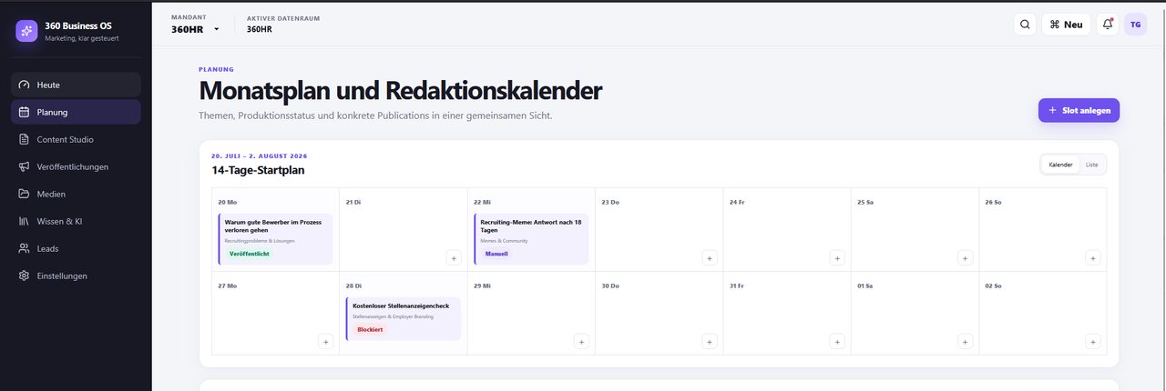 Planung · Redaktionskalender – 360 Business OS