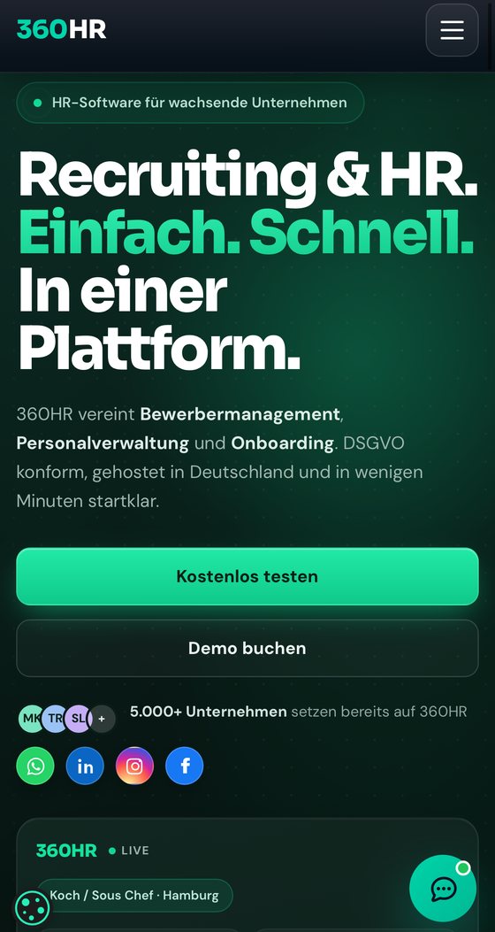 Mobile Ansicht – 360hr.io