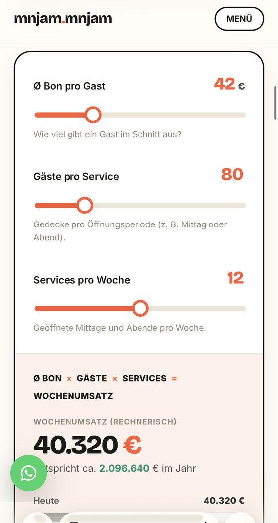 Umsatz-Rechner (mobil) – mnjammnjam.com