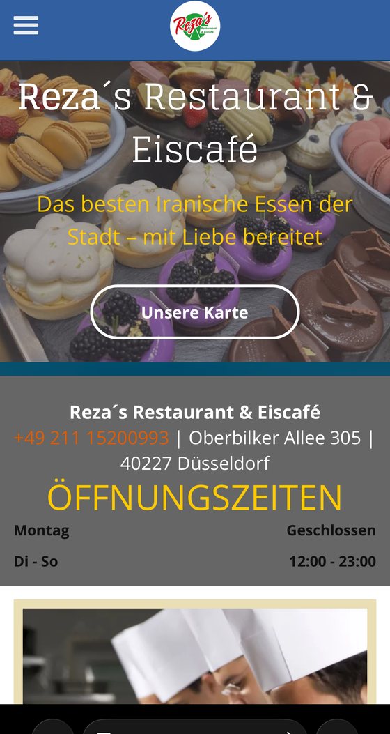 Mobile Ansicht – Reza's Eiscafe & Restaurant